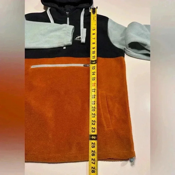 Massive Outdoors Fleece Hoodie Size Small  Orange And Blue Color Block 1/4 Zip - Picture 7 of 8